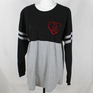FENWAY BOXERCRAFT T-Shirt Woman Size Medium Black & Gray Long Sleeve Glitter